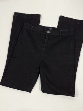 Stretch Flare Brass Black Cotton Blend Bootcut Trouser Pants Size 8